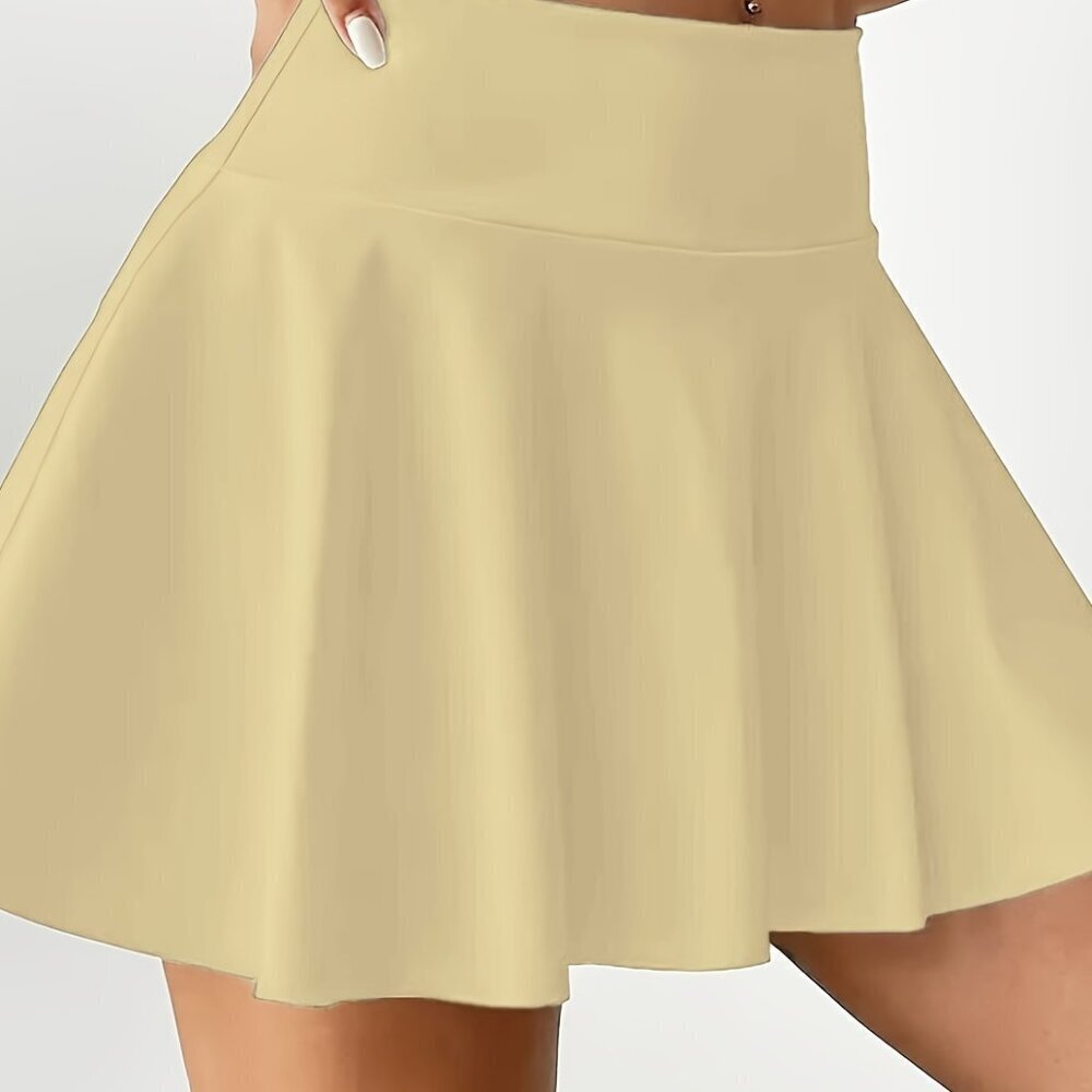 Travel Passions - Light Yellow Athletic Skort Slimming 2-in-1 Yoga Shorts - Picture 3 of 3